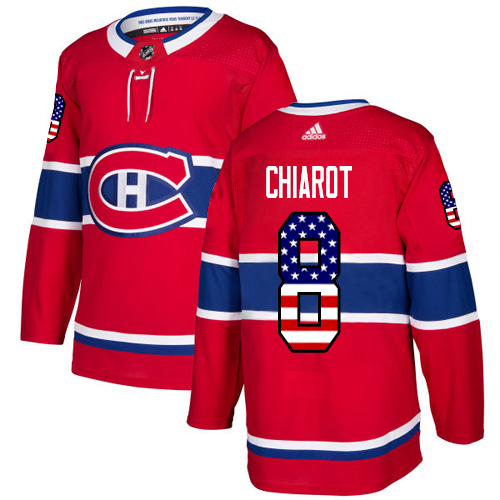 Adidas Montreal Canadiens #8 Ben Chiarot Red Home Authentic USA Flag Stitched Youth NHL Jersey